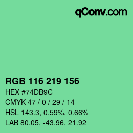 Color code: RGB 116 219 156 | qconv.com