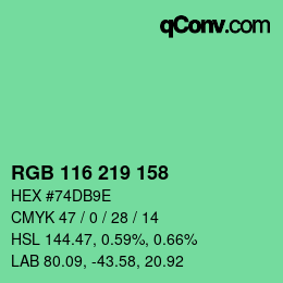 Color code: RGB 116 219 158 | qconv.com