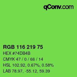 Color code: RGB 116 219 75 | qconv.com