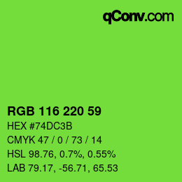 Color code: RGB 116 220 59 | qconv.com