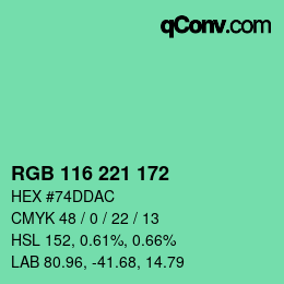 Color code: RGB 116 221 172 | qconv.com