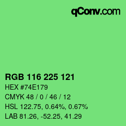 Color code: RGB 116 225 121 | qconv.com
