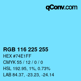 Color code: RGB 116 225 255 | qconv.com