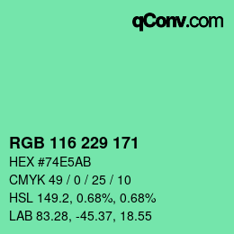 Color code: RGB 116 229 171 | qconv.com