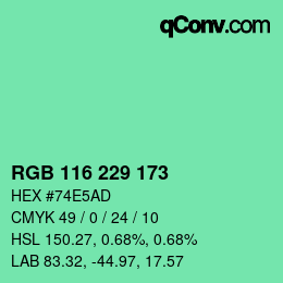 Color code: RGB 116 229 173 | qconv.com