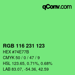 Color code: RGB 116 231 123 | qconv.com