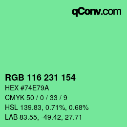Color code: RGB 116 231 154 | qconv.com
