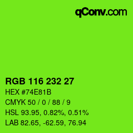 Color code: RGB 116 232 27 | qconv.com