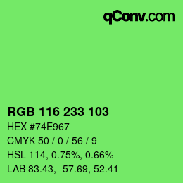 Color code: RGB 116 233 103 | qconv.com