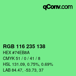 Color code: RGB 116 235 138 | qconv.com