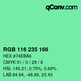 Color code: RGB 116 235 166 | qconv.com