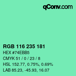Color code: RGB 116 235 181 | qconv.com