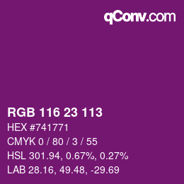 Color code: RGB 116 23 113 | qconv.com