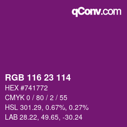 Color code: RGB 116 23 114 | qconv.com