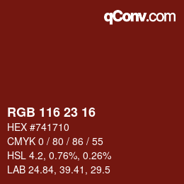 Color code: RGB 116 23 16 | qconv.com