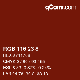 Color code: RGB 116 23 8 | qconv.com