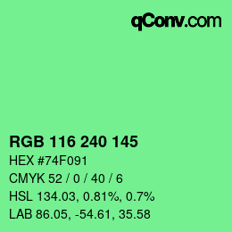 カラーコード: RGB 116 240 145 | qconv.com
