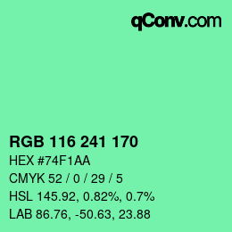Color code: RGB 116 241 170 | qconv.com