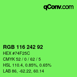 カラーコード: RGB 116 242 92 | qconv.com