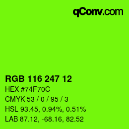 Color code: RGB 116 247 12 | qconv.com