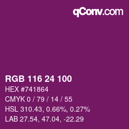 カラーコード: RGB 116 24 100 | qconv.com