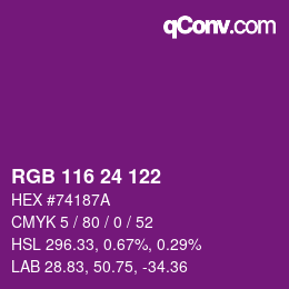 Color code: RGB 116 24 122 | qconv.com