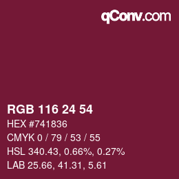 カラーコード: RGB 116 24 54 | qconv.com