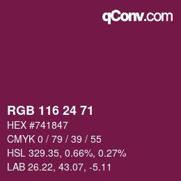 Color code: RGB 116 24 71 | qconv.com