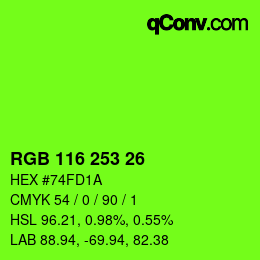 Color code: RGB 116 253 26 | qconv.com