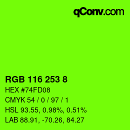 颜色代码: RGB 116 253 8 | qconv.com