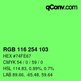 カラーコード: RGB 116 254 103 | qconv.com