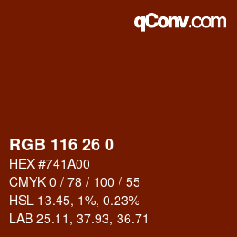 カラーコード: RGB 116 26 0 | qconv.com