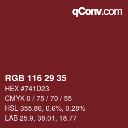 Código de color: RGB 116 29 35 | qconv.com