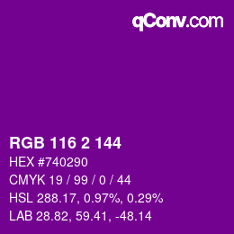 カラーコード: RGB 116 2 144 | qconv.com