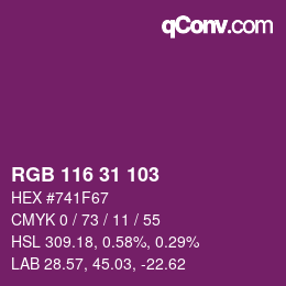カラーコード: RGB 116 31 103 | qconv.com