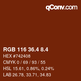 カラーコード: RGB 116 36.4 8.4 | qconv.com