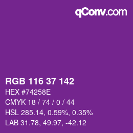 Color code: RGB 116 37 142 | qconv.com