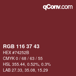 颜色代码: RGB 116 37 43 | qconv.com