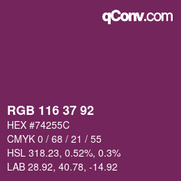 颜色代码: RGB 116 37 92 | qconv.com