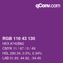 颜色代码: RGB 116 43 130 | qconv.com