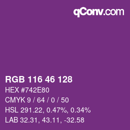 颜色代码: RGB 116 46 128 | qconv.com