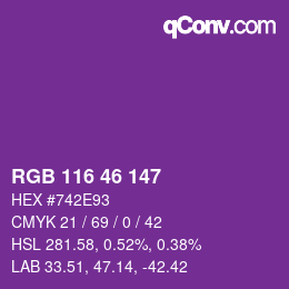 Color code: RGB 116 46 147 | qconv.com