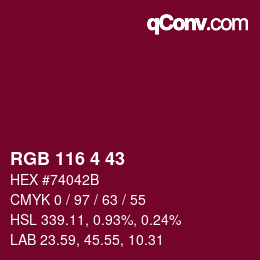 Color code: RGB 116 4 43 | qconv.com