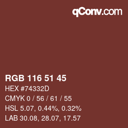 カラーコード: RGB 116 51 45 | qconv.com