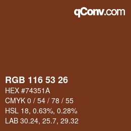 颜色代码: RGB 116 53 26 | qconv.com