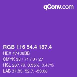 カラーコード: RGB 116 54.4 187.4 | qconv.com