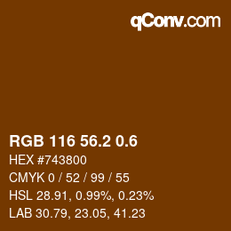 カラーコード: RGB 116 56.2 0.6 | qconv.com