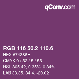 カラーコード: RGB 116 56.2 110.6 | qconv.com