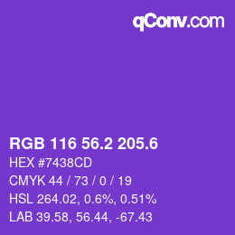 カラーコード: RGB 116 56.2 205.6 | qconv.com