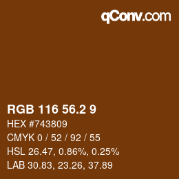 Color code: RGB 116 56.2 9 | qconv.com